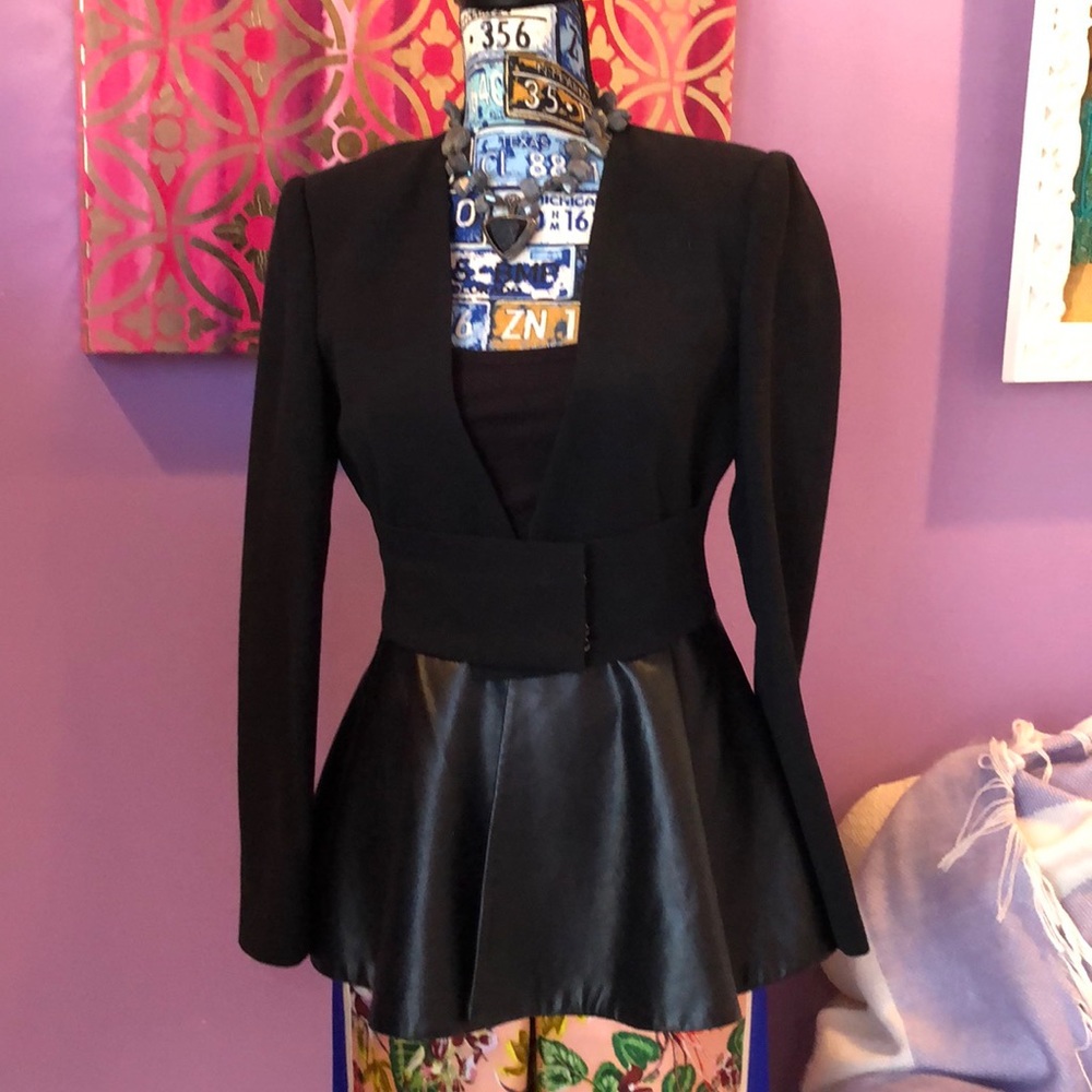 Awesome Zara black blazer with pleather peplum